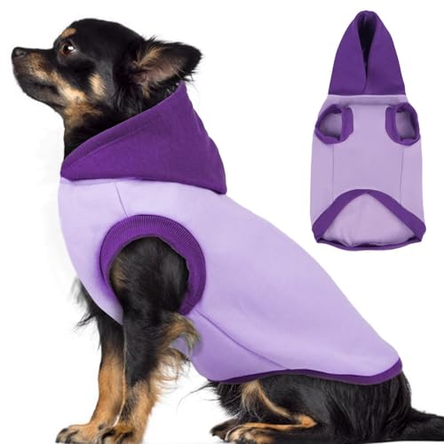 Kapuzenpullover für kleine Hunde, ärmellos, leichtes Sweatshirt mit Kapuze, weicher, atmungsaktiver Pullover mit Loch für die Leine, warm und bequem für Zuhause, Spaziergänge im Freien, Urlaub von MORVIGIVE