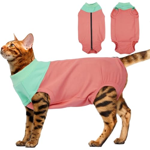 Katzen-Operationsanzug, Genesungsanzug, Kätzchen-Genesungs-Einteiler nach Operationen, spezialisiertes Haustier-Erholungs-Shirt, Bauchwundschutz, atmungsaktiver Stoff, Reißverschluss hinten, von MORVIGIVE