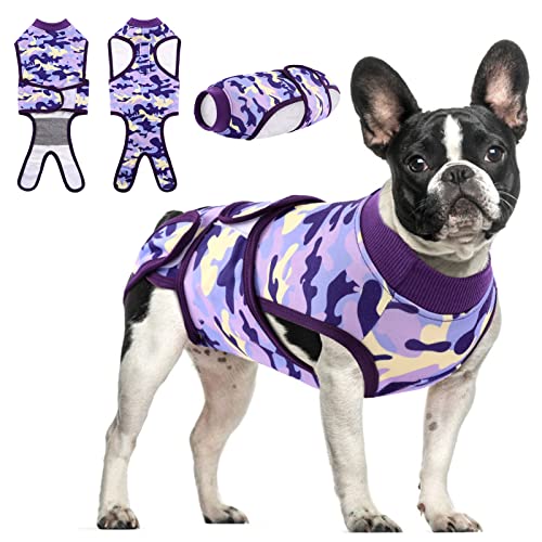 MORVIGIVE Camo Dog Surgery Recovery Suit, Pet Surgical Shirt After Spay/Neuter Bodysuits for Female Male Dogs, Anti-Licking E-Collar Cone Bandages Alternative Dog Pyjama Onesie for Abdominal Wounds von MORVIGIVE