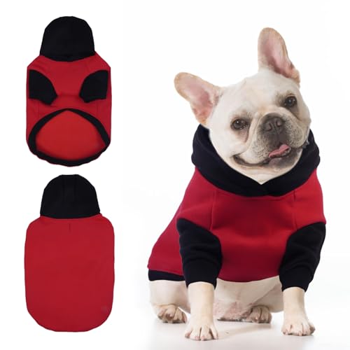 MORVIGIVE Hunde-Kapuzenpullover für Hunde, Größe M, Dunkelrot, Größe M, stilvolles Herbst-Sweatshirt, Pullover für Jack Russell, Zwergschnauzer MORVIGIVE Hunde-Kapuzenpullover für Hunde, Größe M, Dunkelrot, Größe M, stilvolles Herbst-Sweatshirt, Pullover für Jack Russell, Zwergschnauzer von MORVIGIVE