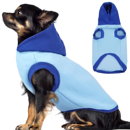 Shih Tzu Kapuzenpullover für kleine Hunde, ärmellos, weich, leicht, Sweatshirt mit Loch für die Leine, hält warm, bequem und stilvoll für kleine Rassen, Blau Shih Tzu Kapuzenpullover für kleine Hunde, ärmellos, weich, leicht, Sweatshirt mit Loch für die Leine, hält warm, bequem und stilvoll für kleine Rassen, Blau von MORVIGIVE