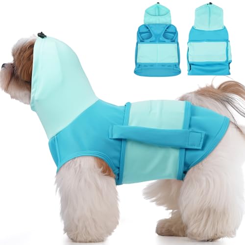 Trennungsangstweste für kleine Hunde, Farbblock-beruhigendes Shirt für Zwergspitz- und kleine Rassen, hoher Hals, weich und verstellbar für Komfort, maschinenwaschbar, Blau, Größe XS Trennungsangstweste für kleine Hunde, Farbblock-beruhigendes Shirt für Zwergspitz- und kleine Rassen, hoher Hals, weich und verstellbar für Komfort, maschinenwaschbar, Blau, Größe XS von MORVIGIVE