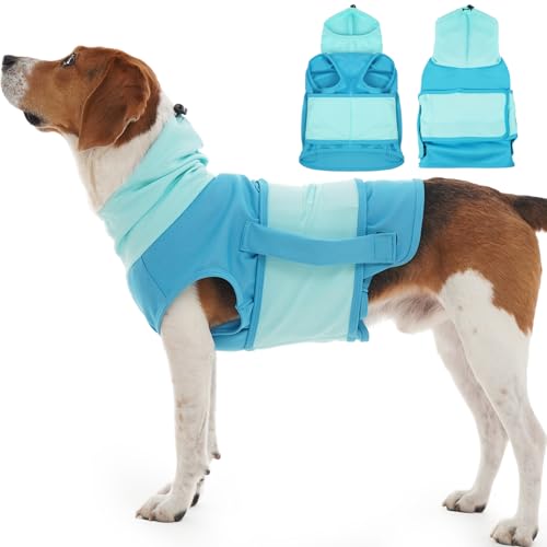 Verstellbare Angstweste für Hunde, beruhigendes Shirt für Beagle und mittelgroße Rassen, ärmellos, leicht, hoher Halsausschnitt für Feuerwerk und Trennung, maschinenwaschbar, Blau, Größe L Verstellbare Angstweste für Hunde, beruhigendes Shirt für Beagle und mittelgroße Rassen, ärmellos, leicht, hoher Halsausschnitt für Feuerwerk und Trennung, maschinenwaschbar, Blau, Größe L von MORVIGIVE