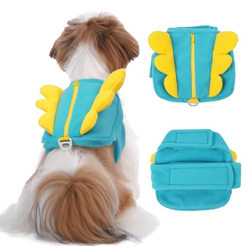 Verstellbarer Rucksack für kleine Hunde, mit Taschen, leicht, für Shih Tzu zu tragen, mit D-Ring, niedlicher Rucksack für draußen, tägliche Reisen, Frühlingsfarbblock-Flügel (Blau, S, 1,4–3,2 kg) Verstellbarer Rucksack für kleine Hunde, mit Taschen, leicht, für Shih Tzu zu tragen, mit D-Ring, niedlicher Rucksack für draußen, tägliche Reisen, Frühlingsfarbblock-Flügel (Blau, S, 1,4–3,2 kg) von MORVIGIVE