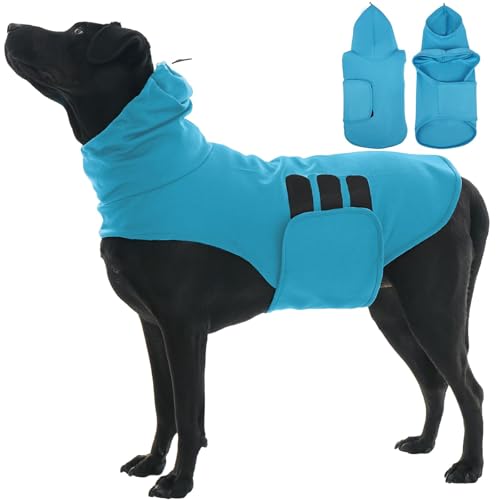 XL Feuerwerk Beruhigungsweste für Hunde, mit verstellbarer Brust-, Kapuzen- und Ohrenabdeckung, Labrador, weich, leicht, Angstshirt für Blitzstürme, Trennung, allein zu Hause, Blau von MORVIGIVE