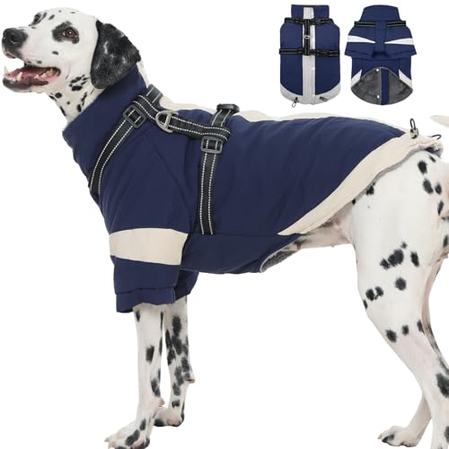 XL Wintermantel für mittelgroße Hunde, reflektierendes Geschirr, integriert, Rollkragen-Hunde-Schneeanzug mit Ärmeln, für Schneetage, hält warm, Outdoor-Aktivitäten, wasserabweisend und winddicht XL Wintermantel für mittelgroße Hunde, reflektierendes Geschirr, integriert, Rollkragen-Hunde-Schneeanzug mit Ärmeln, für Schneetage, hält warm, Outdoor-Aktivitäten, wasserabweisend und winddicht von MORVIGIVE
