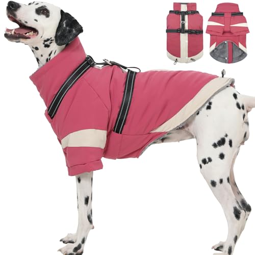 XL Wintermantel für mittelgroße Hunde, reflektierendes Geschirr, integriertes Rollkragen-Hunde-Schneeanzug mit Ärmeln, für Schneetage, hält warm, Outdoor-Aktivitäten, wasserabweisend und winddicht von MORVIGIVE