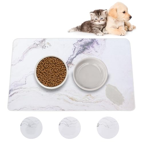 MOSANEE Große Hundefuttermatte aus Stein, saugfähig, für Futter und Wasser, schnell trocknend, rutschfeste Kieselgur für unordentliche Trinker, weiß lackierter Marmor, 61 x 40 cm MOSANEE Große Hundefuttermatte aus Stein, saugfähig, für Futter und Wasser, schnell trocknend, rutschfeste Kieselgur für unordentliche Trinker, weiß lackierter Marmor, 61 x 40 cm von MOSANEE
