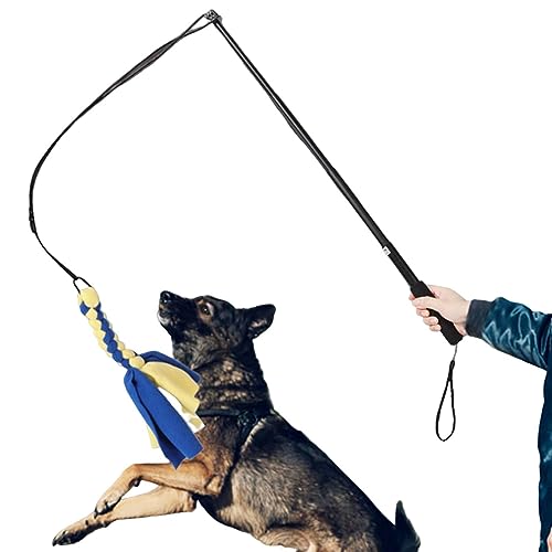 MOTHAF Flirtstange für Hunde | Ausziehbare Hundeangelstange mit Spielzeug,Teleskop-Hundespielzeug für kleine, große und mittelgroße Hunde, interaktives Spielzeug zum Jagen und Beißen von MOTHAF