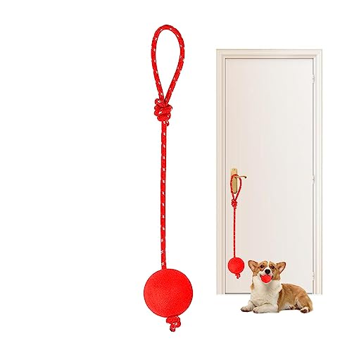 MOTHAF Hundeseilball - Interaktive Gummibälle - Tragbare Vollgummi-Hundebälle, Kauspielzeug, Gummi-Hundeseilbälle für große, kleine und mittelgroße Hunde von MOTHAF