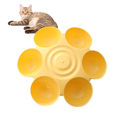 MOTHAF Katzennäpfe, Blumenförmiger Futternapf | 6-Mahlzeiten-Kätzchenfutternapf - Blumenförmiger Futternapf für mehrere Katzen, Wassernäpfe für Katzenfutter, Rutschfester Futternapf für Haustiere in von MOTHAF