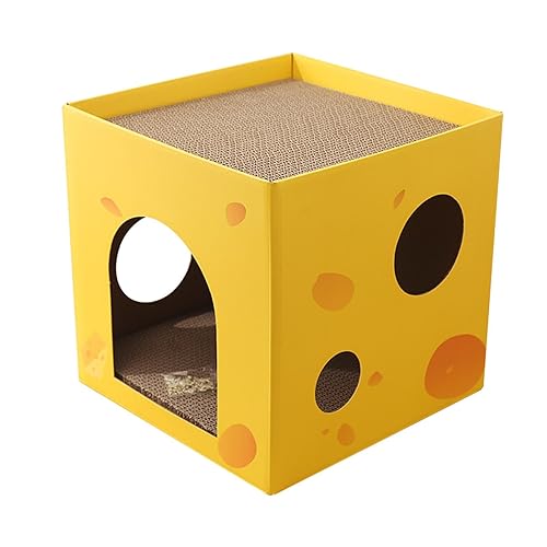 Wellpappe-Kratzbox für Katzen, Kratzhaus, Faltbare quadratische Box, doppellagig, Katzenkratzspielzeug für Reisen oder den Außenbereich von MOTHAF