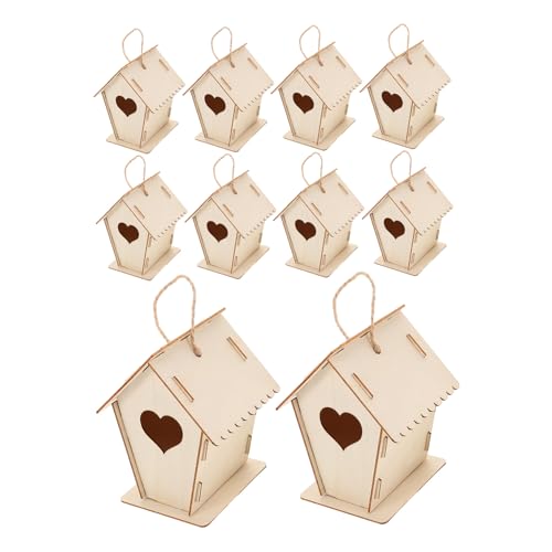 MOTHNUR 12stücke Holz Vogelhaus Zum Aufhängen Für Draußen DIY Vogelhäuschen-bausatz Zum Bemalen Unfertige Vogelhäuschen Für Junge Mädchen Basteln Garten Ornament von MOTHNUR