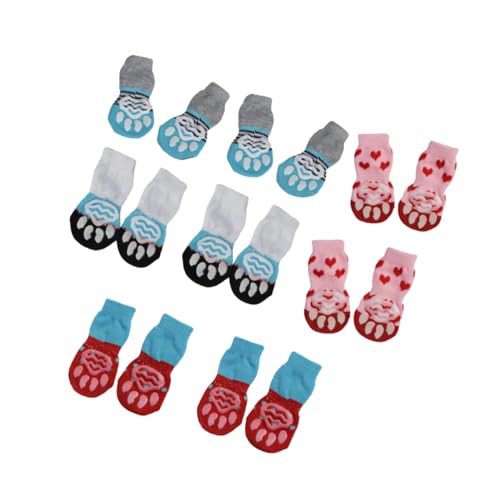 MOTHNUR 16 Stück Teiliges Baumwoll Pfoten socken für Hunde und Katzen rutschfest mit Anti rutsch noppen Atmungsaktiv und Warm Pflegeleicht Geeignet für Winter Schützt Möbel und Böden vor von MOTHNUR