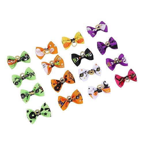 MOTHNUR 16 Stück Teiliges Halloween Haustier Haargummis mit Schleifen Elastische Haarschleifen für Hunde und Katzen Bunte Party Haarbänder Süße und Praktische Haustier von MOTHNUR