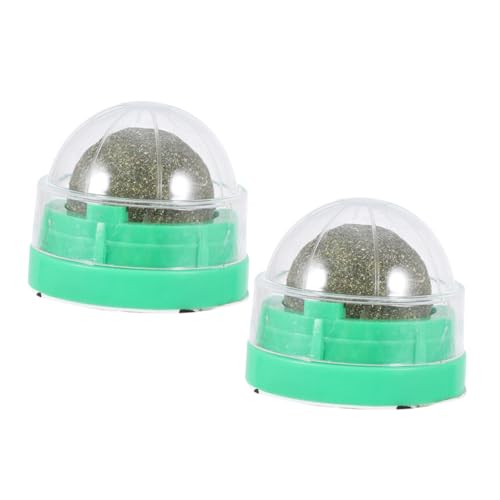MOTHNUR 2 STÜCK Catnip Ball Katzenminze Katzenleckball mit Drehfunktion zur Zahnpflege und Verdauungsförderung Langlebiges Katzenspielzeug für Gesunde Katzenappetitsteigerung Grün von MOTHNUR