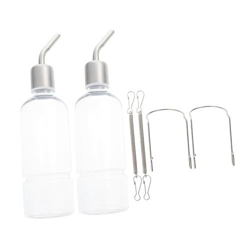 MOTHNUR 2 STÜCK Kaninchen Trinkflasche mit Edelstahlventil Auslaufsichere Transparente Wasserflasche zum Aufhängen für Meerschweinchen Chinchillas und Hamster Einfache Befestigung von MOTHNUR