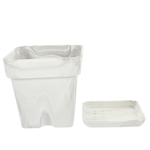 MOTHNUR Quadratisches Marmor-blumentopf-Set Dekorative Blumentöpfe Für Den Innenbereich Drainage MOTHNUR Quadratisches Marmor-blumentopf-Set Dekorative Blumentöpfe Für Den Innenbereich Drainage von MOTHNUR