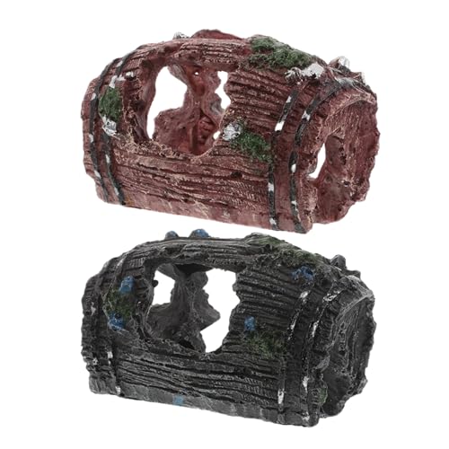 MOTHNUR 2 Stück Aquarium Deko Realistisch Gebrochene Fässer Resin Versteck für Betta und Kleine Fische Vielseitige Landschaftsdekoration für Fischbecken von MOTHNUR