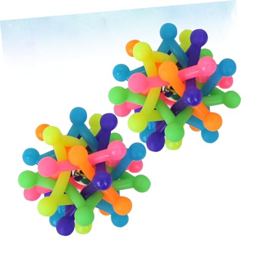 MOTHNUR 2 Stück Hundespielzeug Gummiball mit Glocke Kleine Rainbow Kauspielzeuge für Zahnpflege und Beschäftigung Interaktive Pet Toys zur Zahnreinigung und Spielspaß für Kleine Hunde von MOTHNUR