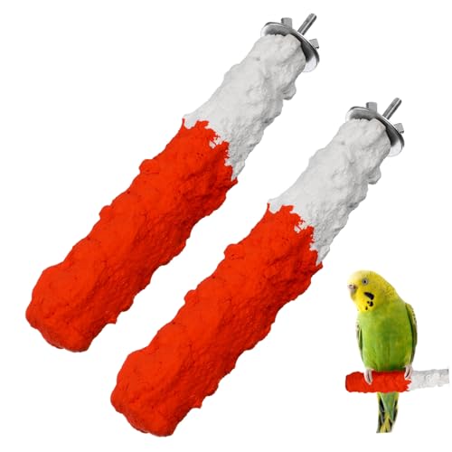 MOTHNUR 2 Stück Vogelsitzstange mit Natürlichem Sepiaschalen Kalzium für Wellensittiche und Sittiche Langlebige Kauspielstange und Ruheplatz für Kleine Vögel Spielerisches Sitz und von MOTHNUR