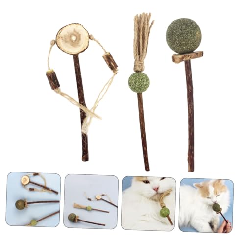 MOTHNUR 3 Stück Teiliges Katzenspielzeug Kauspielzeug zur Zahnreinigung Natürliche Katzenminze Sticks Lustiges Haustierspielzeug für Wohnungskatzen zur Verhaltensänderung und Zahnpflege von MOTHNUR