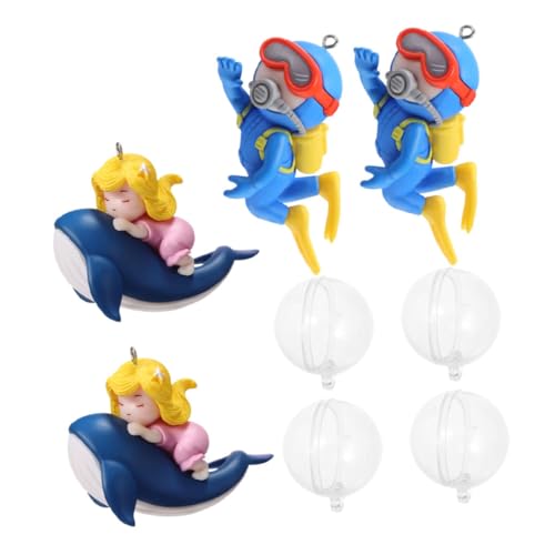 MOTHNUR 4 Stück PVC Aquarium Dekoration Schwimmende Taucher Figuren Bunte Taucher und Walreiter Mädchen Fisch Tank Zubehör Langlebig Leicht zu Reinigen von MOTHNUR