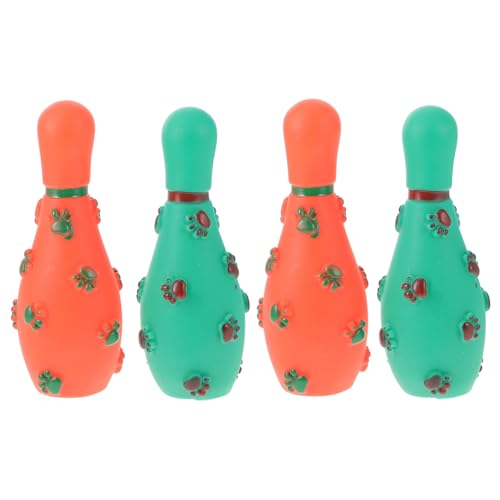 MOTHNUR 4 Stück Teiliges Robustes Quietschspielzeug für Hunde Bissfestes Interaktives Bowling Kugel Pfotenabdruck zur Zahnpflege und Beschäftigung für Kleine und Mittlere Zufällige Farbe von MOTHNUR