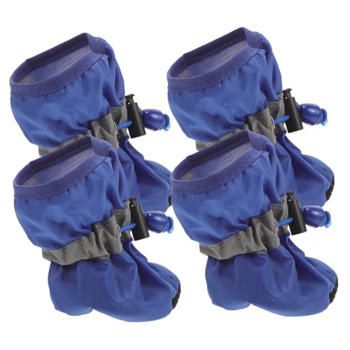 MOTHNUR 4 wasserdichte Hundeschuhe XXXL rutschfeste Pfotenschützer für Kleine bis Mittelgroße Hunde Teiliges Wetterfeste Outdoor Booties Einfach Anzuziehen Blau von MOTHNUR