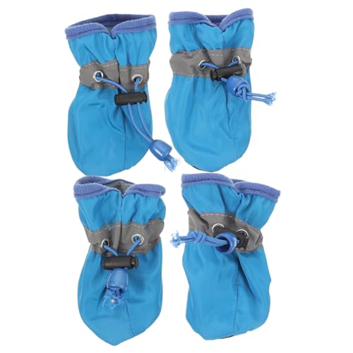 MOTHNUR 4 wasserdichte Hundestiefel mit Rutschfester Sohle für Kleine und Mittlere Hunde Wetterfeste Pfotenschuhe für Outdoor Schutz vor Schnee und Abrieb Einfach Anzuziehen Blau von MOTHNUR