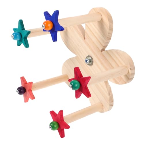 MOTHNUR Drehbarer Papageien Spielplatz Holz Vogelstand mit Riesenrad Sitzstange Vogelkäfig Zubehör Trainingsspielzeug Interaktives Klettergerüst für Kleine Vögel und Wellensittiche von MOTHNUR
