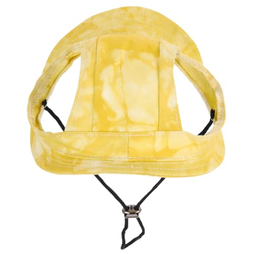 MOTHNUR Einstellbare Gelbe Haustier Baseballmütze mit Uv Schutz Atmungsaktive Hundesonnenmütze mit Breiter Krempe Verstellbar für Outdoor Sommeraktivitäten Hunde und Katzenkopfbedeckung von MOTHNUR