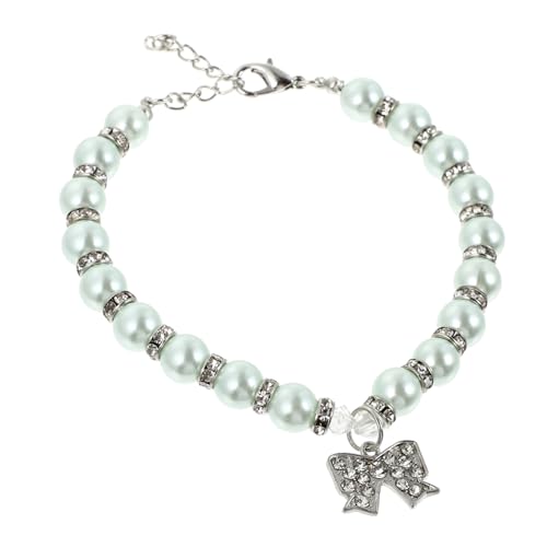 MOTHNUR Elegante Haustier Halskette mit Blauer Perlen Strass Schleife Modischer Verstellbarer Hundekragen Stilvolles Schmuckaccessoire für Katzen und Hunde für Partys und Fotoshootings von MOTHNUR