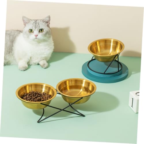 MOTHNUR Erhöhter Futternapf aus Rostfreiem Edelstahl mit Stabilem Halter für Kleine Katzen und Hunde Kratzfest Leicht zu Reinigen für Trockenfutter Wasser und Leckerlis Rutschfestes von MOTHNUR