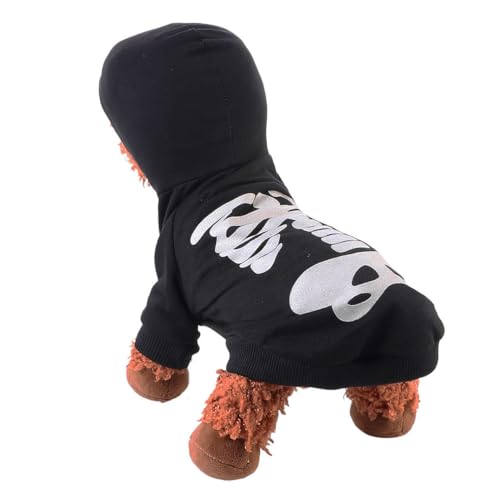 MOTHNUR Halloween Hundekostüm Leuchtendes Skelett Design Haustier Overall für Kleine und Mittelgroße Hunde Bequem Anzuziehen für Party Festival und Fotoshooting von MOTHNUR