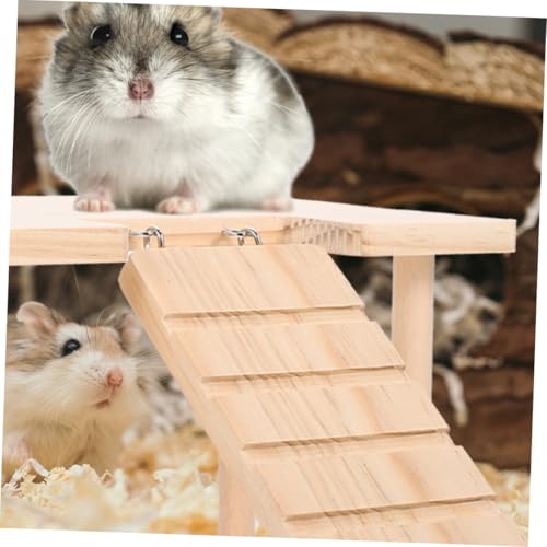 MOTHNUR Hamster Plattform aus Holz mit Kletterleiter Stabiles Käfigzubehör für Kleine Nager Langlebiges Holzspielzeug für Aktivität und Bewegung Mehrstöckiges Haustier Spielplatz zubehör von MOTHNUR
