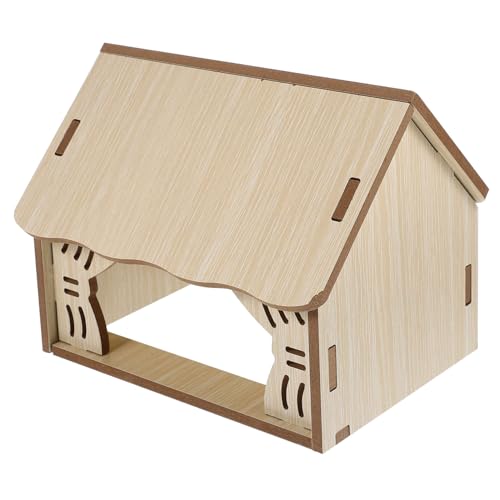 MOTHNUR Hamsterhaus aus Holz Nagerversteck mit Nagmaterial für Zwerghamster Meerschweinchen Rückzugsort Spielhaus zum Schlafen und Kauen DIY bemalbar für Kleintiere Ganzjährig Geeignet von MOTHNUR