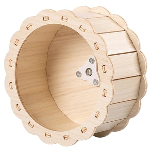 MOTHNUR Hamsterrad Holz Leises Laufrad Kleintier für Hamster Zwerghamster Eichhörnchen mit Glatten Kanten Sicherer Hamsterlaufroller für Gesundes Haustiertraining von MOTHNUR