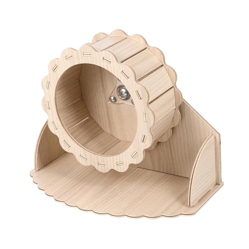MOTHNUR Hamsterrad aus Holz Leise Laufrad für Kleintiere Geräuscharm Hamster Roller Wheel Trainingsrad für Meerschweinchen Chinchillas Kleines Haustier von MOTHNUR