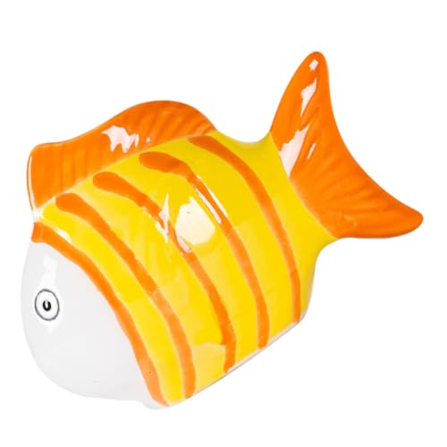 MOTHNUR Handbemalte Keramik-fischfigur Schwimmend Realistische Gestreifte Aquarium Deko Langlebige Keramik Schwimmfische Für Teich Garten Und Fischbecken Verspielte Ornamentgestaltung von MOTHNUR