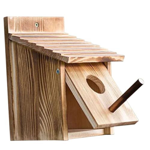 MOTHNUR Holz Vogelhaus zum Aufhängen Garten Dekoration Robust Wetterfestes Nistnest aus Holz für Outdoor Vögel Naturnahes Vogelhäuschen aus Langlebigem Material von MOTHNUR