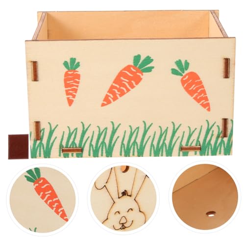 MOTHNUR Holz futternapf für Kaninchen und Hamster Verschleißfester Futterhalter mit Glatter Oberfläche Multifunktionale Futterkrippe für Kleintiere Hygienischer Heu Futterspender für von MOTHNUR