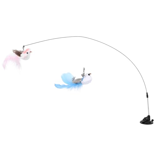 MOTHNUR Interaktives Katzenspielzeug mit Starkem Saugfuß Flexiblem Stahlstab und Federn für Kätzchen Indoor Katzen zur Selbstbeschäftigung und Fitness von MOTHNUR