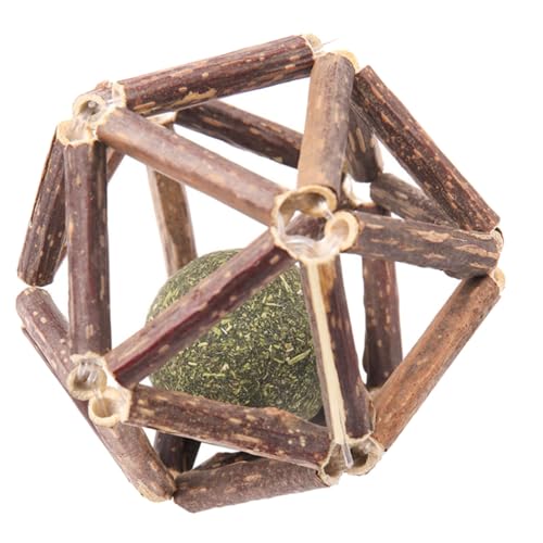MOTHNUR Katzenspielzeug Kätzchen Molar Peppermint Ball mit Katzenminze Langlebiges Kauspielzeug zur Zahnpflege Selbstbeschäftigung und Stressabbau für Katzen Braun von MOTHNUR