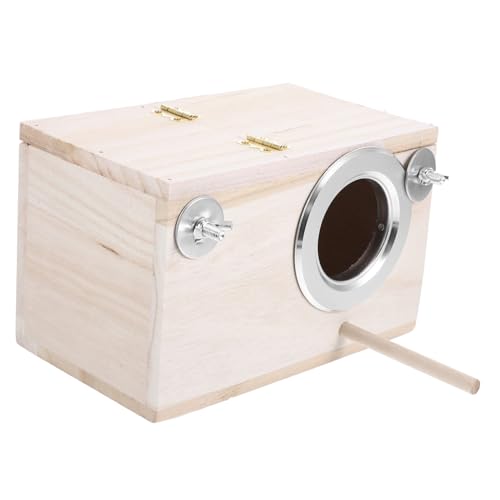 MOTHNUR Nistkasten aus Holz mit Sitzstange Kleines Vogelhaus für Wellensittiche Zuchtbox für Finken Nistkasten Wetterfest Einfache Installation und Reinigung Geeignet für Cockatiels und von MOTHNUR