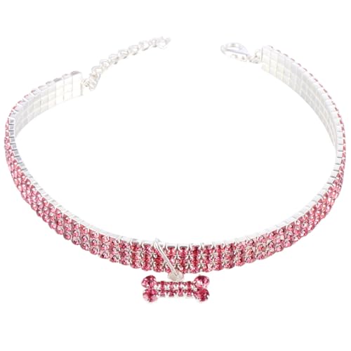 MOTHNUR Pet Hundehalsband Wasserstrahl Strassverziert Verstellbar mit Kette und Schnalle Luxuriöses Stylisches Halsband in S für Kleine Hunde für Spaziergänge und Outdoor Aktivitäten von MOTHNUR