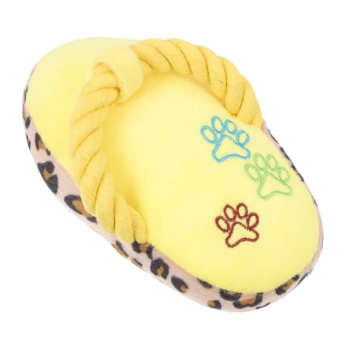 MOTHNUR Plüsch Hundespielzeug Kauspielzeug Interaktives Haustier in Slipper Form Gelb Geräuschaktiviert Strapazierfähig Fördert Stressabbau und Zahnpflege für Kleine und Mittlere Hunde von MOTHNUR