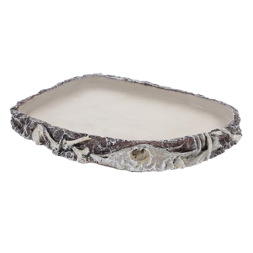 MOTHNUR Reptilien Wassernapf Oval aus Resin Robust und Glatt Rutschfestes Futterbecken für Schildkröten Schlangen und Echsen im Terrarium Sichere Wasserschale und Futterbehälter von MOTHNUR