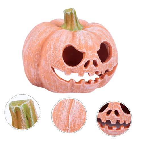 MOTHNUR Resin Reptile Hideout Kürbis Versteck Terrarium Dekoration Halloween Haustier Rückzugsort für Geckos Schildkröten und Eidechsen Langlebig Dekorativ Gemütliches Versteck von MOTHNUR