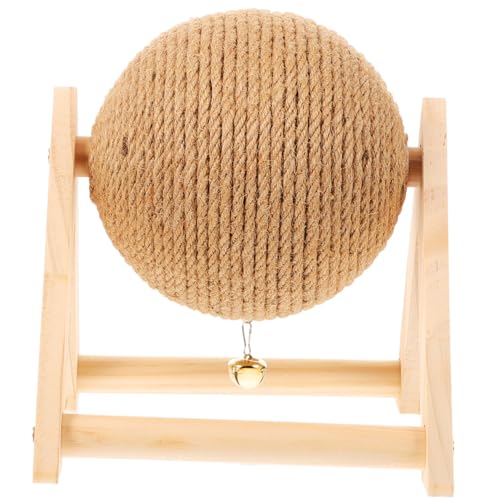 MOTHNUR Stabiler Katzenspielball aus Sisal und Holz Kratzfestes Krallenschleifspielzeug zur Möbelpflege Großer Katzen Kaninchen kauspielball zur Beschäftigung und Stressabbau von MOTHNUR